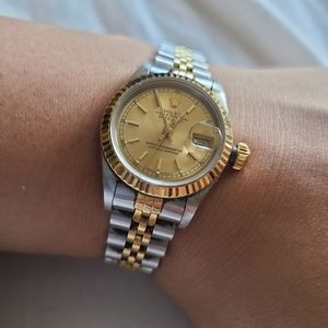 rolex oyster perpetual date just 18k and steel